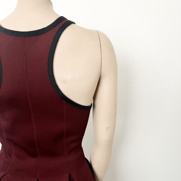 [T Alexander Wang] Maroon Racerback Neoprene Fit and Flare Mini Dress Sz Large L - Picture 6 of 10